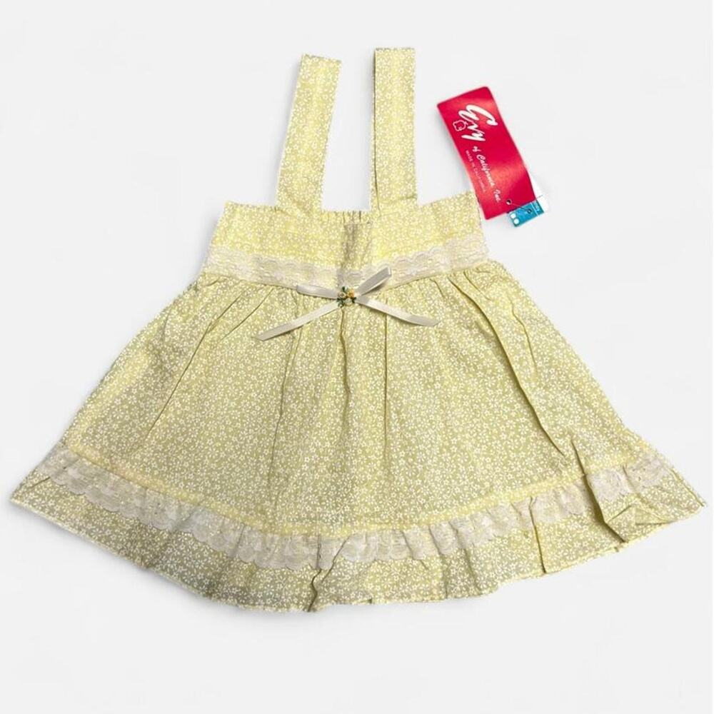 Vintage 70s 3t deadstock toddler dress lace ribbon prairie cottage country